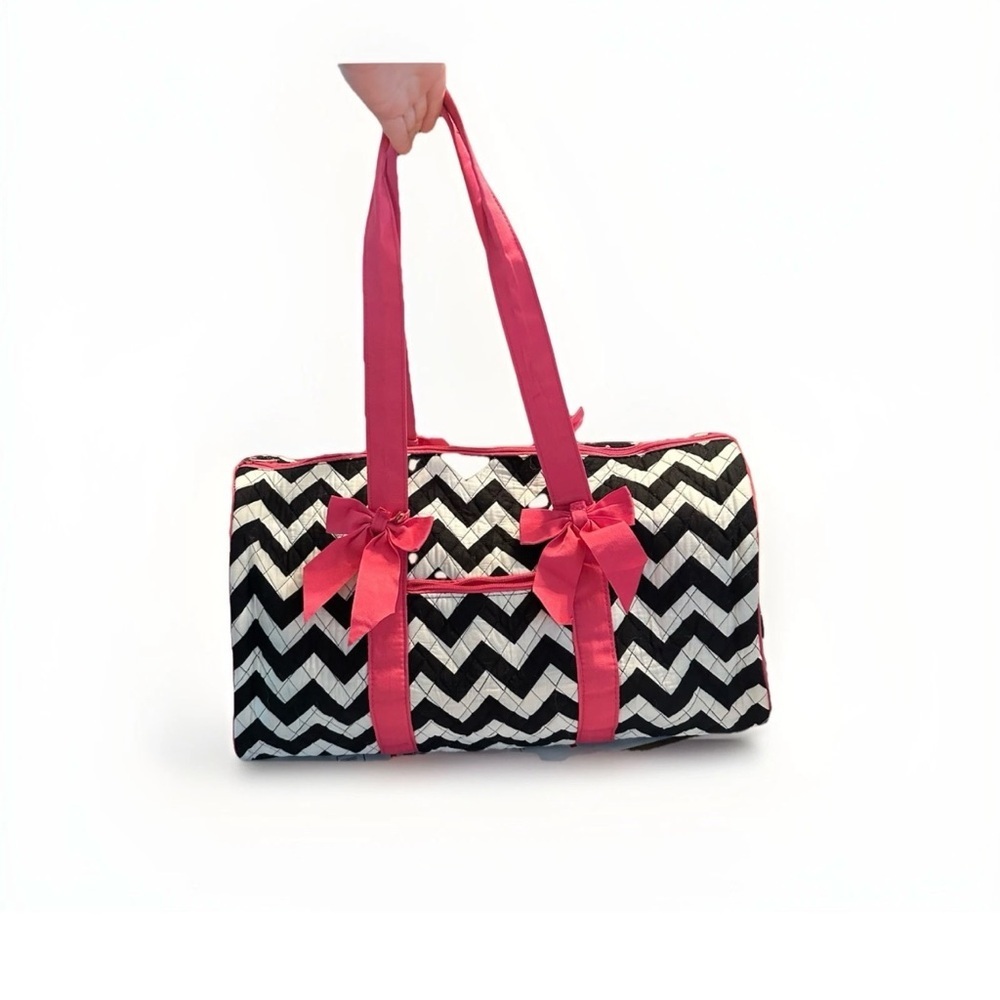 Chevron Black and Pink Tote Bag - Picture 3 of 8